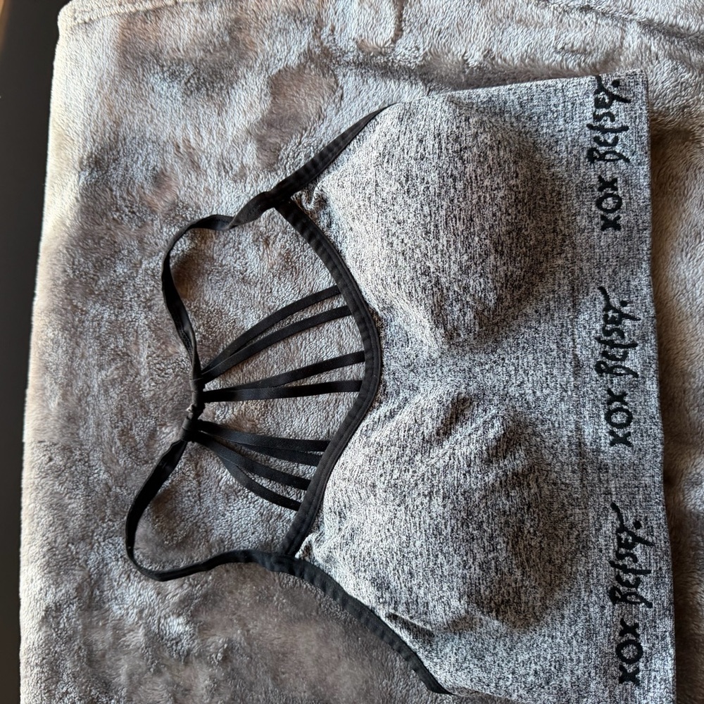 Women's Gray Strappy Sports Bra